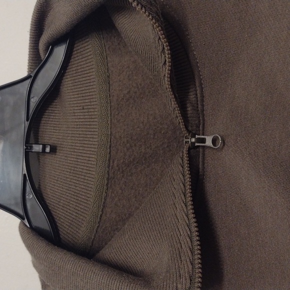 Fuzzy Fleece Lined Funnel Neck Yoga Sweater Size Small Oversized Dark Green WARM - Picture 8 of 15